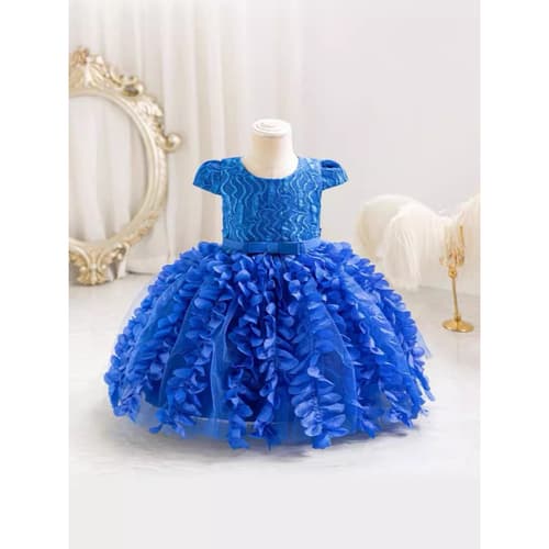 ชุดราตรีเด็ก คอประดับลูกปัด โบว์หน้าby cutelook มีหลายสี thumbnail 2