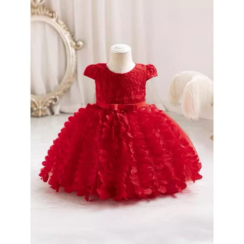 ชุดราตรีเด็ก คอประดับลูกปัด โบว์หน้าby cutelook มีหลายสี thumbnail 3