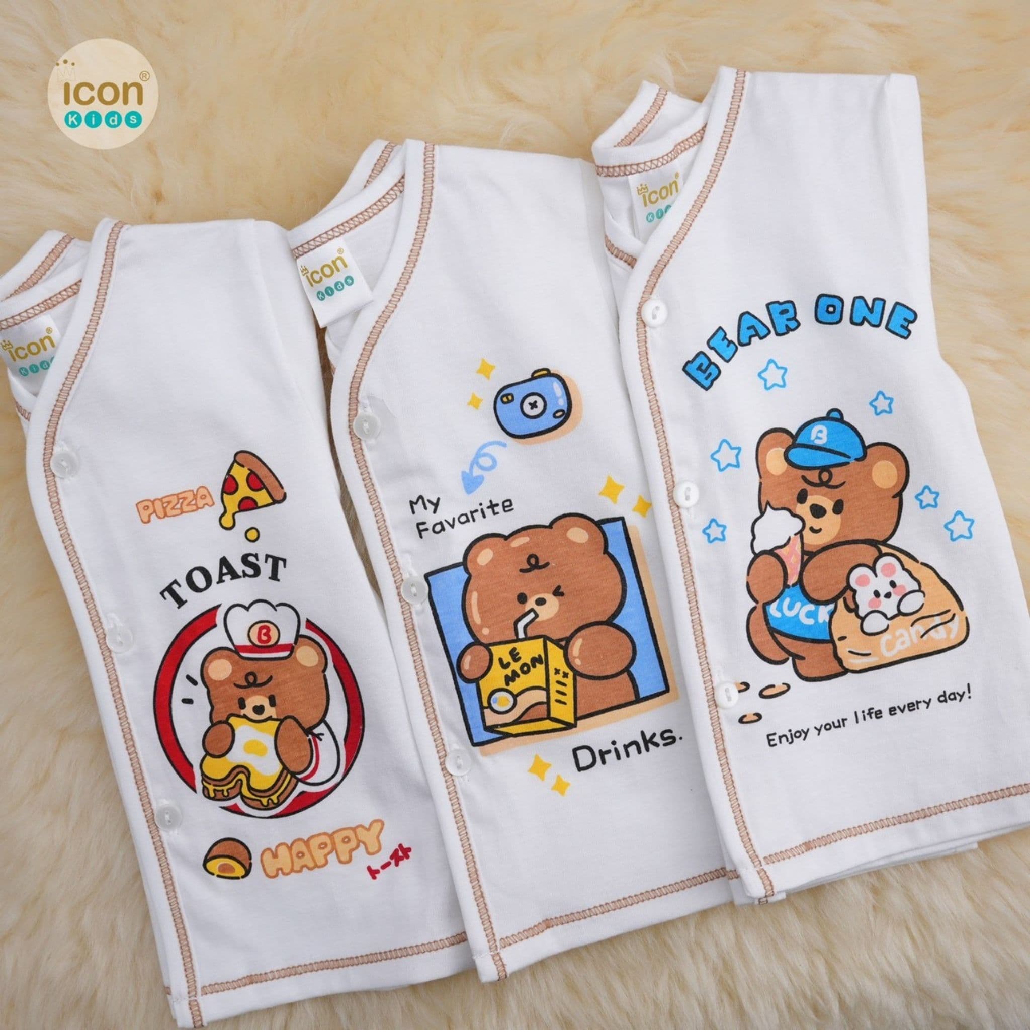Icon Kids เซ็ตเสื้อเด็กแรกเกิด 0-3 เดือน แพ็ค 3 ตัว (ผูก/กระดุม) ผ้าคอตตอน ใส่สบาย | Babytrend thumbnail 4