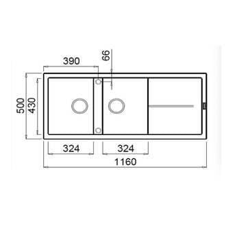 METRIX รุ่น NES21BL อ่างล้างจาน 2 หลุม 1 ที่พัก เนื้อแกรนิตสังเคราะห์ (สีดำ) thumbnail 2