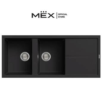METRIX รุ่น NES21BL อ่างล้างจาน 2 หลุม 1 ที่พัก เนื้อแกรนิตสังเคราะห์ (สีดำ) – image 1