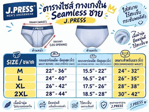 J.PRESS กางเกงในชาย เจเพรส Seamless รุ่น 8117 บรรจุ 1 ตัว/แพ็ค (มีให้เลือก 4 สี) thumbnail 6