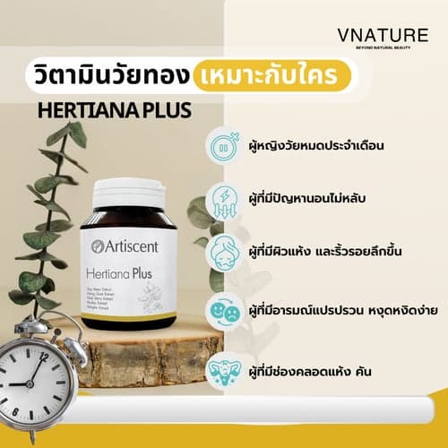 (แพ็คคู่ )วิตามินวัยทอง Artiscent Hertiana Plus อาหารเสริมชะลอวัย อารมณ์แปรปรวน หลับสบาย วัยทอง แห้งคัน หลงลืม thumbnail 3