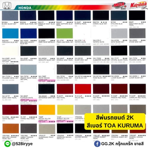 สีเบอร์2K ซ่อมสีรถยนต์ Honda HR-V ยี่ห้อ TOA KURUMA สีพ่นรถยนต์2K ขนาด 1 ลิตร thumbnail 2