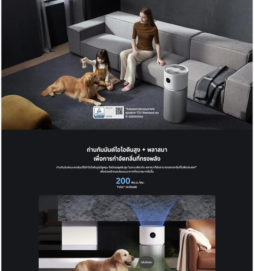 Xiaomi Smart Air Purifier Elite เครื่องฟอกอากาศ กำจัดเชื้อไวรัส H1N1 ได้ 99.9% ขจัดสารก่อภูมิแพ้ thumbnail 4