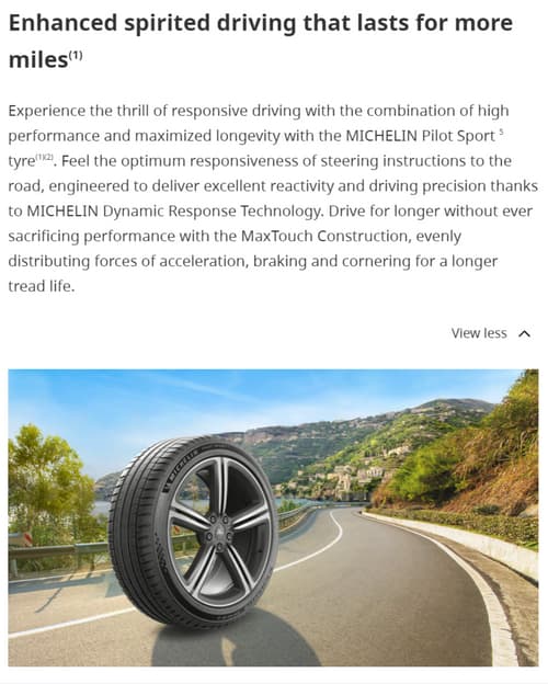 Michelin 235/45R18 PILOT SPORT 5 ยางใหม่ ผลิตปี2025 ราคาต่อ1เส้น มีรับประกันจากโรงงาน แถมจุ๊บลมยางต่อเส้น ยางรถยนต์ ขอบ18 ขนาดยาง 235 45R18 PS5 จำนวน 1 เส้น thumbnail 5