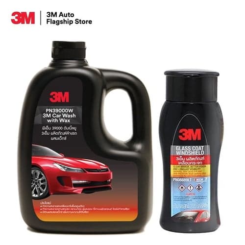 3M แชมพูล้างรถ ผสมแว็กซ์ PN39000W + 3M ผลิตภัณฑ์เคลือบกระจก ขนาด 200มล. PN08889LT – image 1