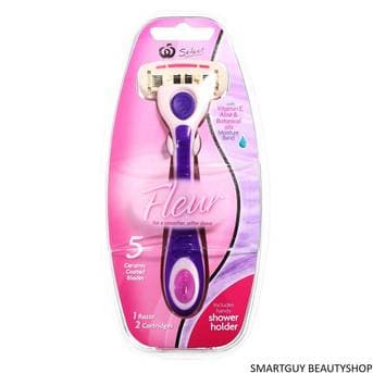 Woolworths Select Razor Womens Fleur Razor Plus 2 Cart each ชุดอุปกรณ์กำจัดขนสำหรับผู้หญิงรุ่นพิเศษ แถมฟรีใบมีด 7 ชิ้น thumbnail 2