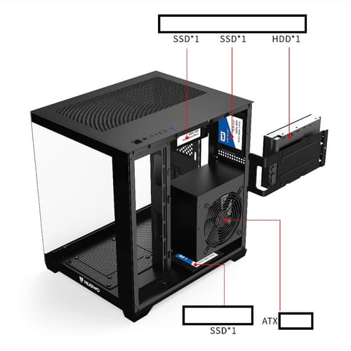 รุ่นใหม่ NUBWO เคสคอมพิวเตอร์ PC mATX CASE NPC-334 3FANs RGB thumbnail 5