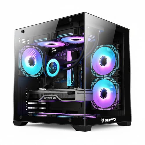 รุ่นใหม่ NUBWO เคสคอมพิวเตอร์ PC mATX CASE NPC-334 3FANs RGB thumbnail 3