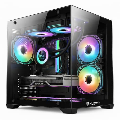 รุ่นใหม่ NUBWO เคสคอมพิวเตอร์ PC mATX CASE NPC-334 3FANs RGB thumbnail 2