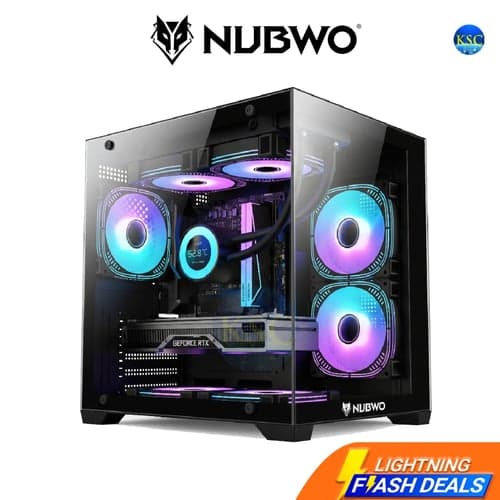 รุ่นใหม่ NUBWO เคสคอมพิวเตอร์ PC mATX CASE NPC-334 3FANs RGB – image 1