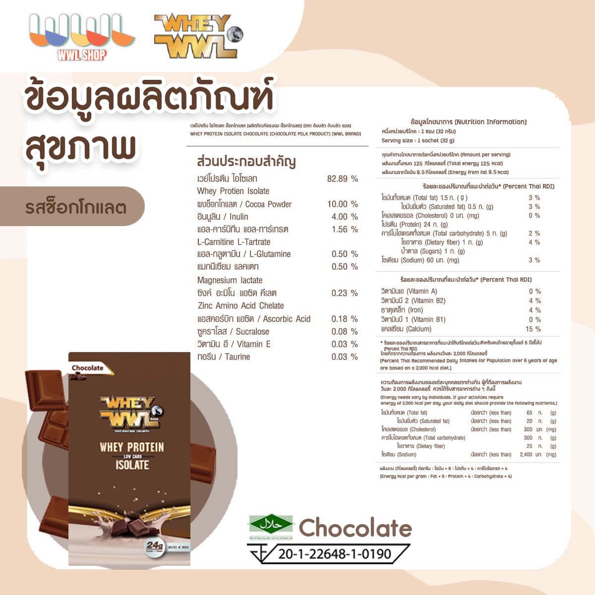 WHEYWWL - เวย์เพชรจ้า - เลือกรสชาติ ขนาด 2 ปอนด์ (แถมฟรี ! เวย์โปรตีนขนาดทดลอง) thumbnail 3